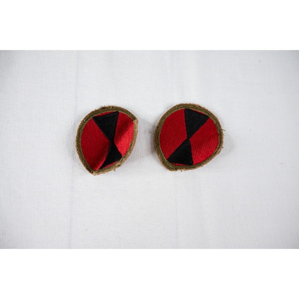 US Army 7th Infantry Division Hourglass Patch Set Red Black‎ Military Patches